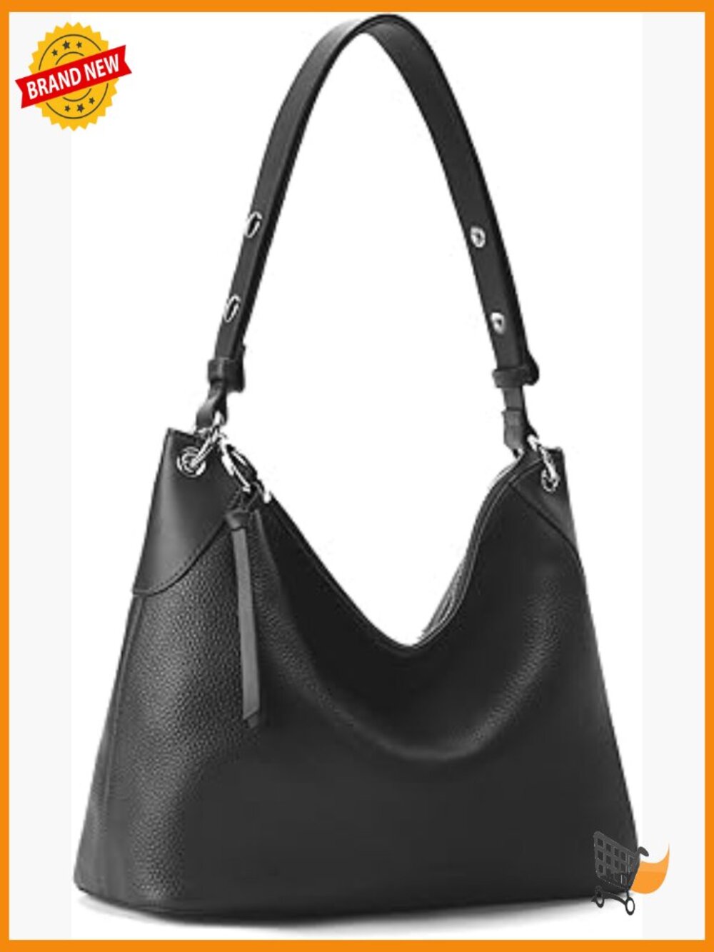 Genuine Leather Hobo Crossbody Bag with Adjustable Strap - Large Capacity